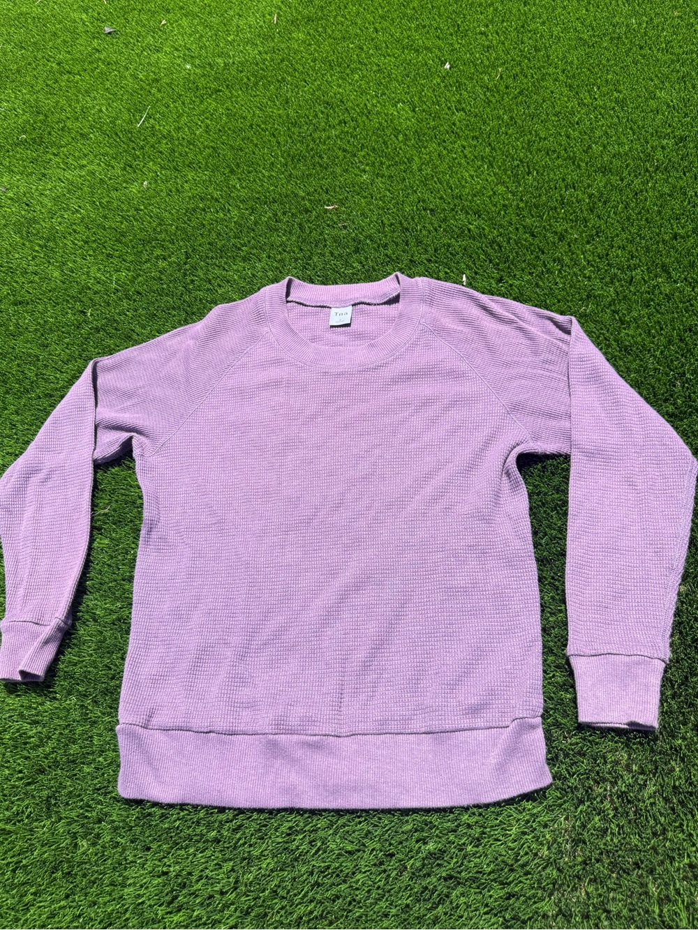 Aritzia TNA mauve  waffle knit thermal Crewneck Sweater - small